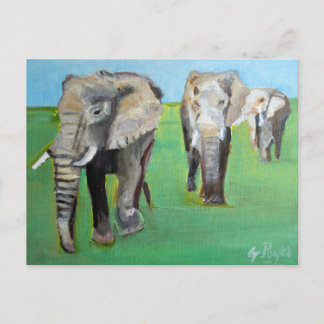 Postal Arte de Pintura de Elefantes Africanos