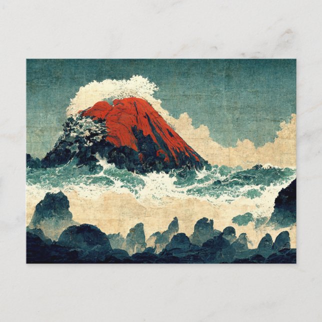 Postal Arte de pintura de montaña ondulada (Anverso)