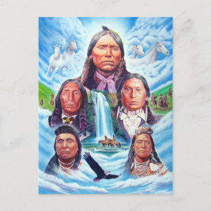 Postal Arte de pintura de nativos estadounidenses