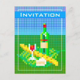 Postal Arte de píxel picnic francés de 8 bits colorido di