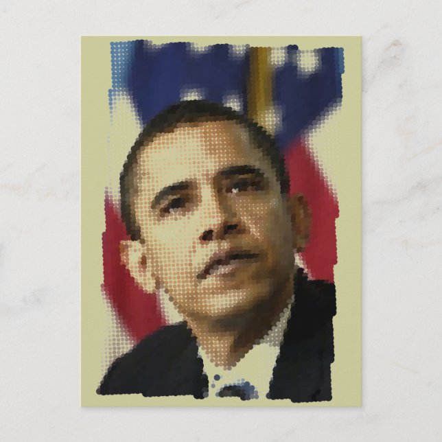Postal Arte de píxeles (puntos), Barack Obama (Anverso)
