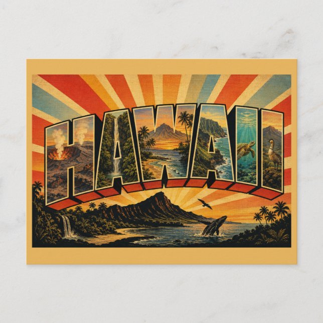Postal Arte de playa de cascada de selva tropical de volc (Anverso)