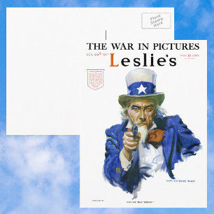 Postal Arte de portada de revista vintage Uncle Sam patri