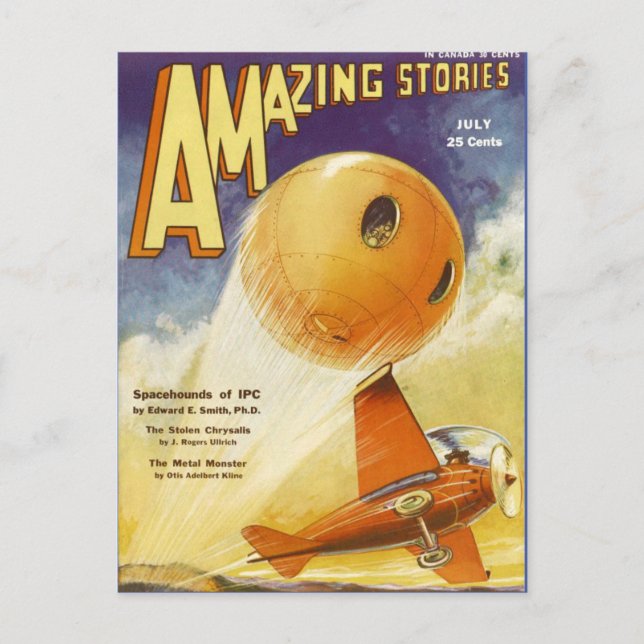 Postal Arte de portada del libro de ciencia ficción de la (Anverso)