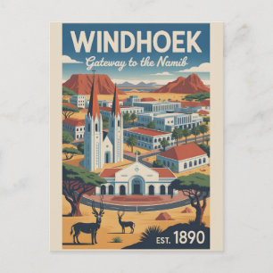 Postal Arte de póster de viaje retro de Windhoek Namibia