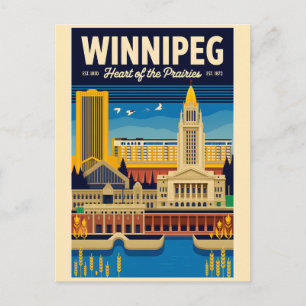 Postal Arte de Póster de Viaje Retro Winnipeg Canadá