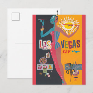 Postal Arte de póster de viajes de apuestas de Las Vegas