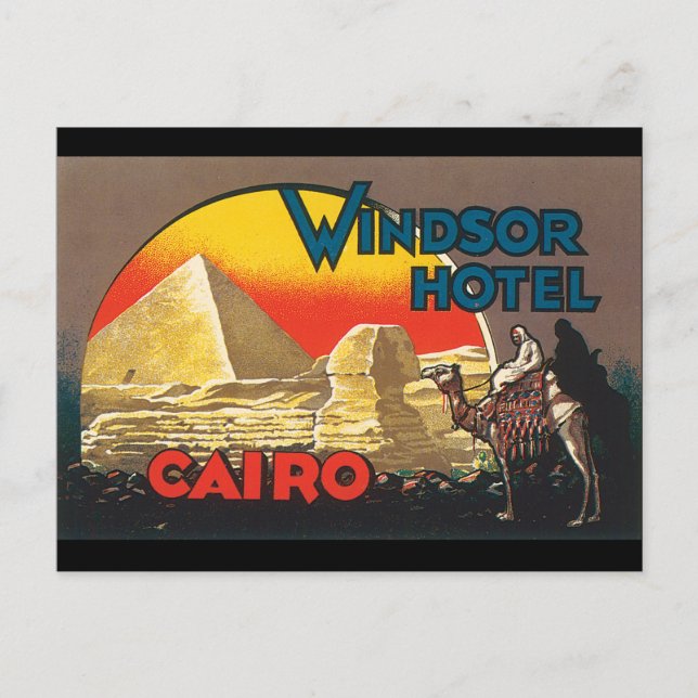 Postal Arte de Poster de viajes en el hotel Windsor Cairo (Anverso)