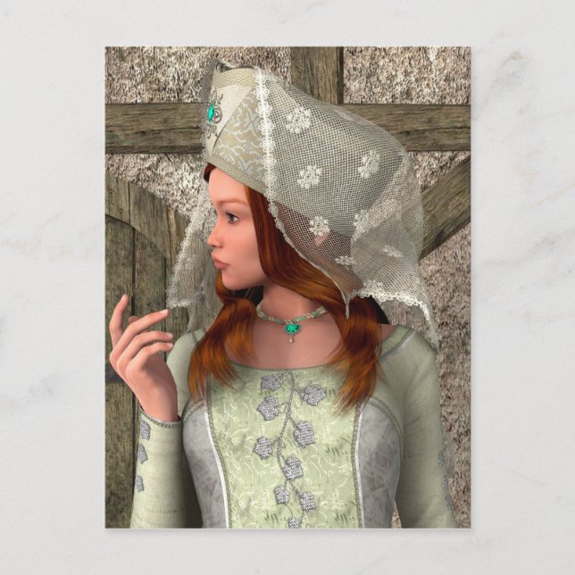 Postal Arte de princesa medieval renacentista vintage (Anverso)