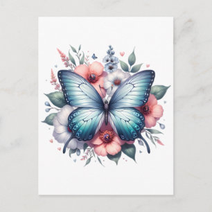Postal Arte de ramo floral de mariposa vibrante-96283