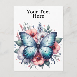 Postal Arte de ramo floral de mariposa vibrante-96283