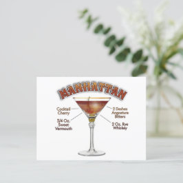 Postal Arte de recetas de cócteles de Manhattan