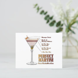 Postal Arte de recetas de cócteles de Martini Perfecto