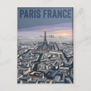Postal Arte de recorte de papel de París Francia