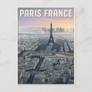 Postal Arte de recorte de papel de París Francia