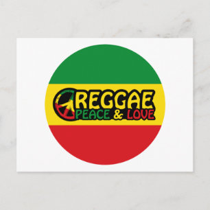 Postal Arte de reggae con palabras positivas Paz y amor