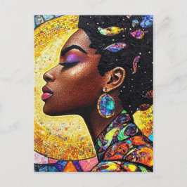 Postal Arte de Reina Negra Mosaico en Tonos de Joyería Do