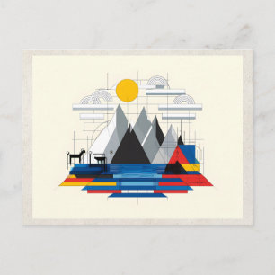 Postal Arte de remix de IA Bauhaus Montañas
