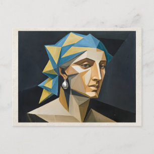 Postal Arte de remix de IA Cubismo Mujer