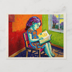 Postal Arte de remix de IA Fauvismo Chica