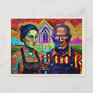 Postal Arte de remix de IA Fauvismo Pareja