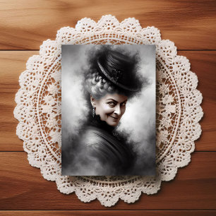 Postal Arte de retrato de mujer victoriana misteriosa y e