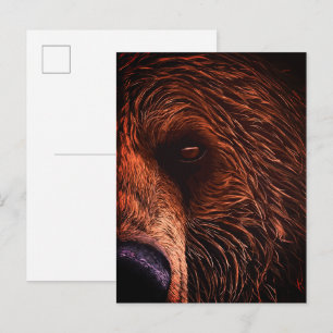 Postal Arte de retrato de oso majestuoso: animal salvaje