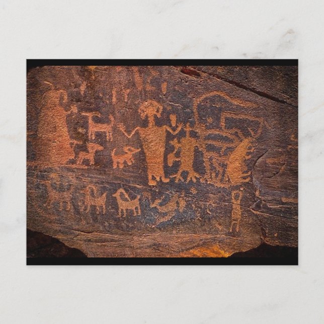 Postal Arte de rock prehistórico nativo (Anverso)
