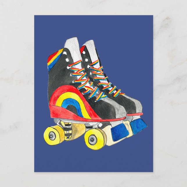 Postal Arte de Rollerskates retro ochenta (Anverso)