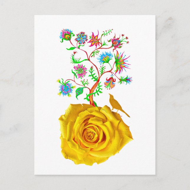 Postal Arte de rosa amarillo (Anverso)