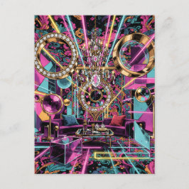 Postal Arte de Salón de Lujo Psicodélico de Neón