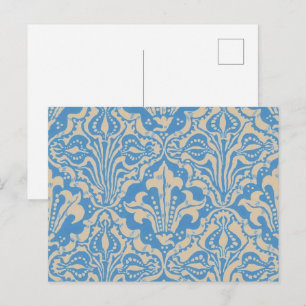 Postal Arte de semilla y flor azul vintage de Walter Cran