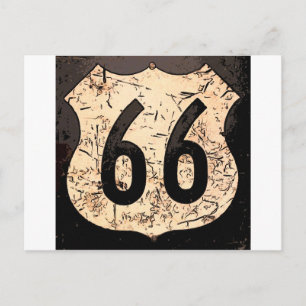 Postal arte de señalización de ruta-66