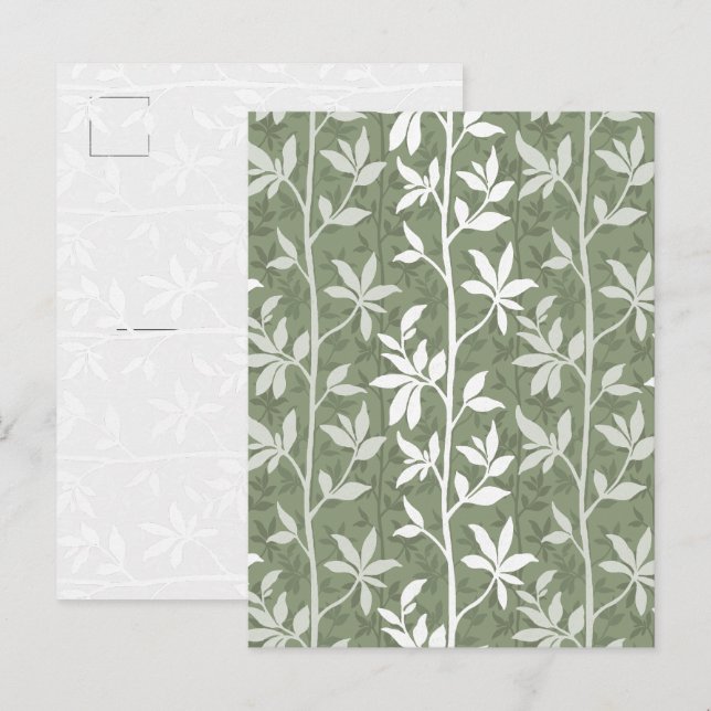 Postal Arte de Silueta Botánica Moderna Forest Breeze (Anverso / Reverso)