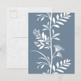 Postal Arte de Silueta de Flor Silvestre Azul Polvoriento