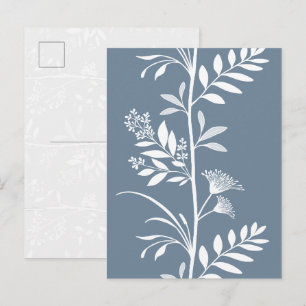 Postal Arte de Silueta de Flor Silvestre Azul Polvoriento