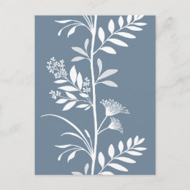 Postal Arte de silueta de flor silvestre azul polvoriento