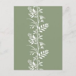 Postal Arte de silueta de flor silvestre verde elegante