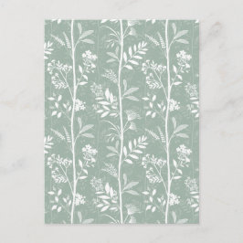 Postal Arte de silueta de flor silvestre verde suave eleg