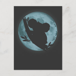 Postal Arte de silueta de luna de koala Amante de animale