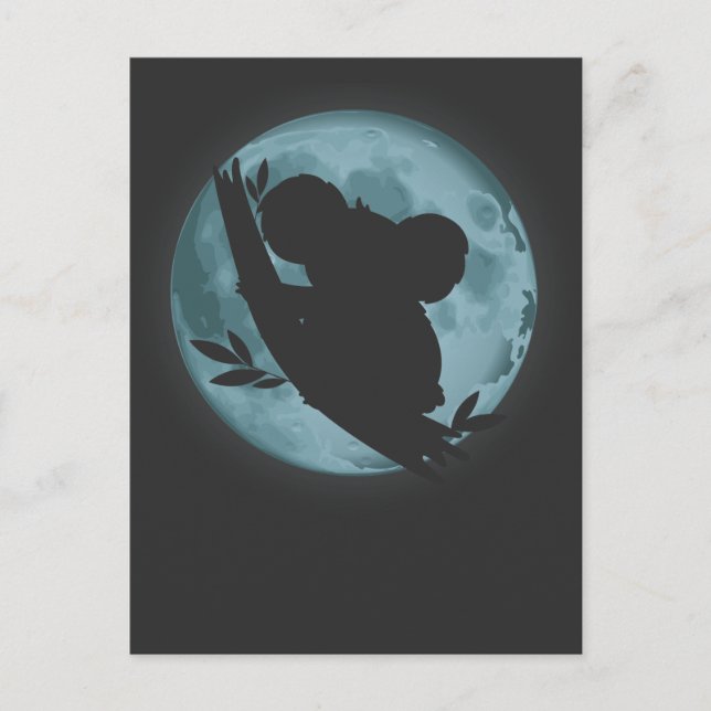 Postal Arte de silueta de luna de koala Amante de animale (Anverso)
