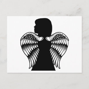 Postal arte de silueta de niña ángel pequeño