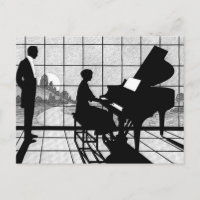 Arte de silueta de piano estilo Art Deco | Negro y