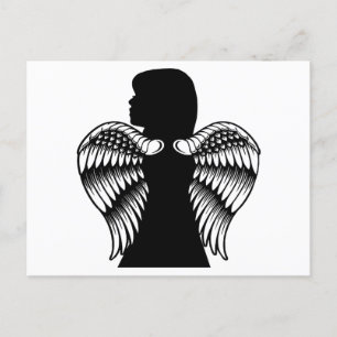 Postal Arte de silueta infantil de Little Angel chica