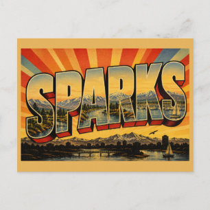 Postal Arte de Sparks Nevada Truckee River Sierra Mountai