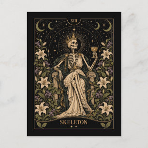 Postal Arte de Tarot Esqueleto bajo las Estrellas