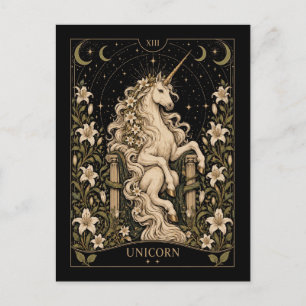 Postal Arte de Tarot Unicornio, Estrellado
