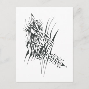 Postal Arte de tatuaje tribal abstracto blanco negro base