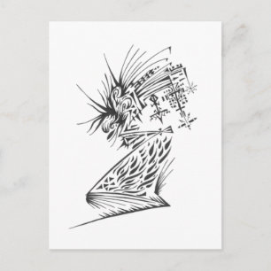 Postal Arte de Tatuaje Tribal Abstracto Blanco Negro Fluy
