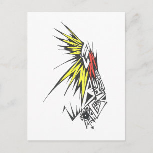 Postal Arte de tatuaje tribal abstracto colorido del sol